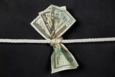 Rope tied in a knot around money
